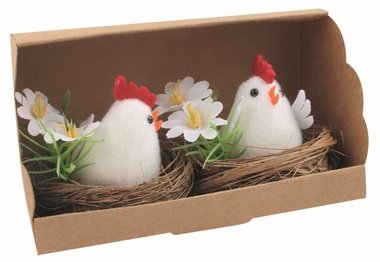 White Rooster in a Nest  5 x 5 x 5 cm, 2 pcs