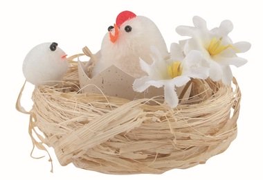 Easter Chickek in a Shell in a Nest beige 7 x 5 x 7 cm, 2 pcs