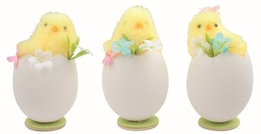 Chicken yellow in a Shell with Deco 6 x 11 x 6 cm for standing