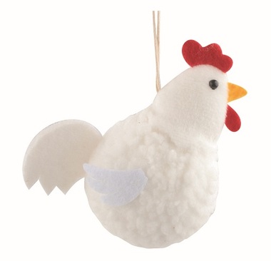  Rooster white 8.5 x 9 x 4.5 cm for hanging