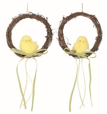 Easter Wreath Chicken with Egg and Bow 15 x 15 x 5,5 cm + ribbon for hanging