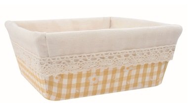 Fabric Basket light yellow with Flowers 13 x 5 x 13 cm