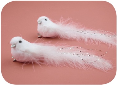 White Bird on Clip 14 cm, 2 pcs