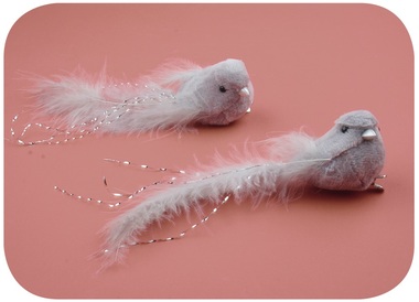 Grey Bird on Clip 14 cm, 2 pcs