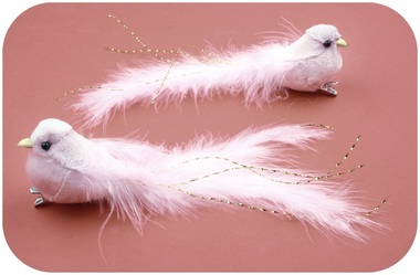 Pink Bird on Clip 14 cm, 2 pcs