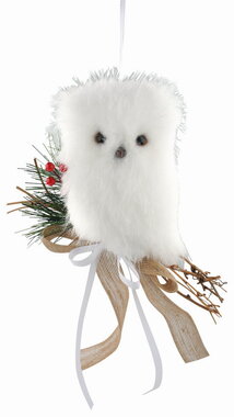 Owl on a Twig white 23 x 17 x 11 cm + Ribbon for hanging