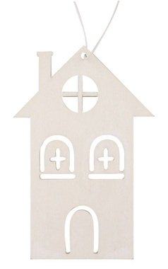Wooden House 6.5 x 10 x 0.3 cm, White