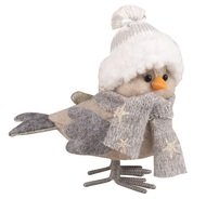 Bird in Scarf and Hat standing 15 x 16 x 8 cm