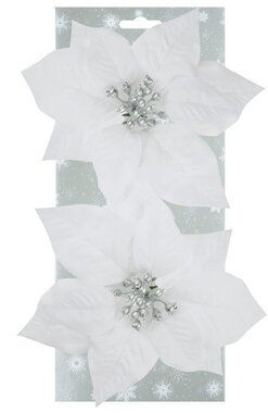 Poinsettia White o 17 x 3 cm, 2 pcs on Clip