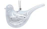 Glass Bird with Snowflakes 11 x 4 x 2.5 cm