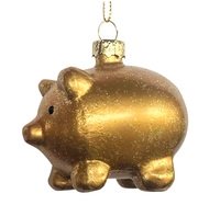 Glass Piggy with Glitter 6.5 x 6 x 4.5 cm