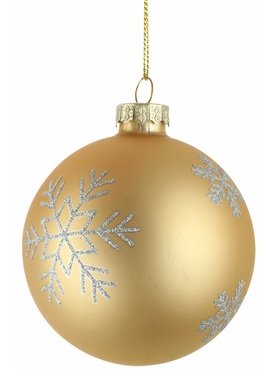 Set of glass flasks 8 cm, 4 pcs per pack, gold with snowflake