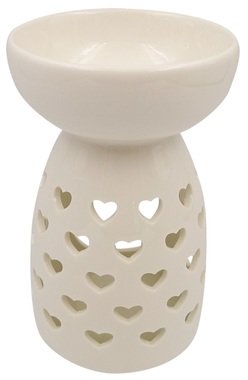 Porcelain Aroma Lamp 9 x 14 cm White w/Hearts