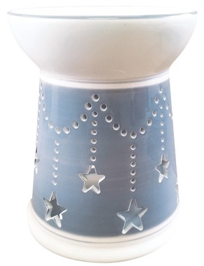 Ceramic Aroma Lamp with Stars 11 x 14 cm, Grey 