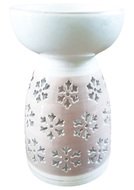 Ceramic Aroma Lamp with Snowflakes 10 x 16 cm, Beige