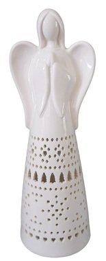 Porcelain Decoration Angel w/Snowflakes w/LED 32,5 cm 