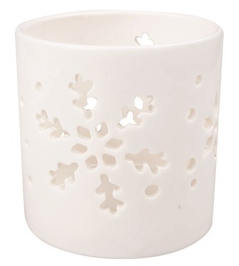 Ceramic Candle Holder Snowflake 7 x 7 cm