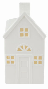Light-up porcelain House 11 x 21 x 10 cm, warm white, 1 LED, Timer