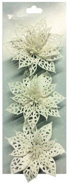 Poinsettia 8 cm, White, 3 pcs