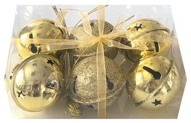 Golden bells 6 pcs in a gift box, 5 cm