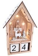 23031 Dřevěný adventní kalendář domeček se sobem a s LED 15 x 23 x 8 cm-2