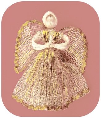 Angel 15 cm, Natural Abaca, Gold Lining