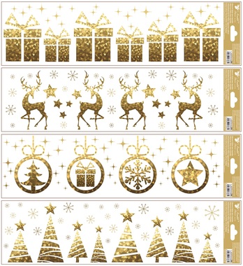 Self-Adhering Glitter Window Decoration 64 x 15 cmw/Golden Hot Stamping