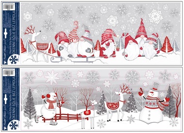 Decorative Window Cling with Glitter Elves and Snowmen 21 × 59.5 cm