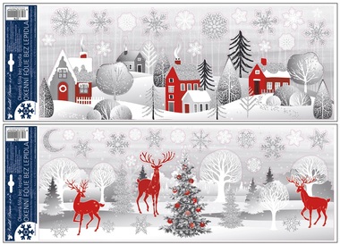 Decorative Window Cling with Glitter Houses and Forest 21 × 59.5 cm