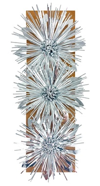 Gift rosette Flower with Sticker, Silver, 11.5 x 5 x 11.5 cm, 3 pcs