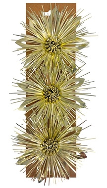 Gift rosette Flower with Sticker, Gold, 11.5 x 5 x 11.5 cm, 3 pcs