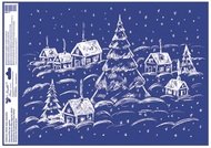 Decorative Window Cling – Village with Tree