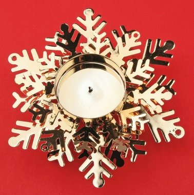 Metal Candle Holder Golden Snowflake 12 cm, for tealight