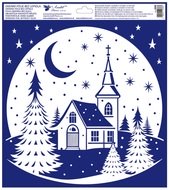 Decorative Window Cling - Church with Moon