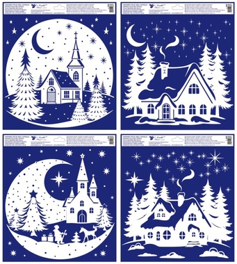 Decorative Window Cling Winter Village 30 x 33,5 cm