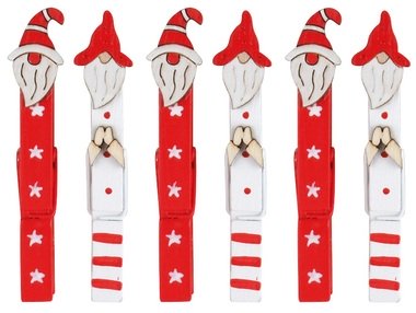 Red Santa on peg, 8,5 cm, 6 pcs