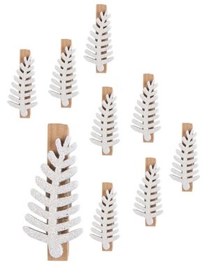 White twigs with glitter on peg 4 cm, 9 pcs