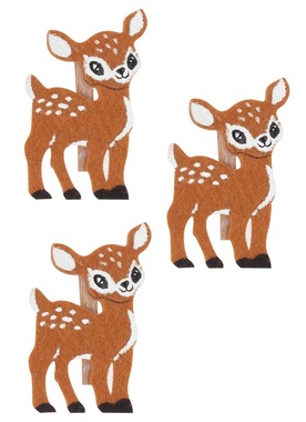 Felt deer on a peg 5 x 7.5 x 0.3 cm, 3 pcs in a bag