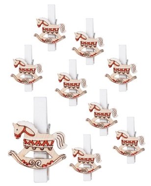Wooden Horses on a peg 3 x 2.5 x 0.3 cm, 9 pcs in a Bag