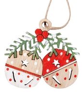 Wooden Jingle Bells for hanging 5 x 4.5 x 0.5 cm, 2 pcs in a Bag