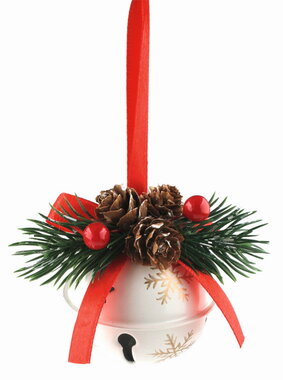 Jingle Bell with Decoration Metal White 8 × 6.5 × 5 cm, for hanging