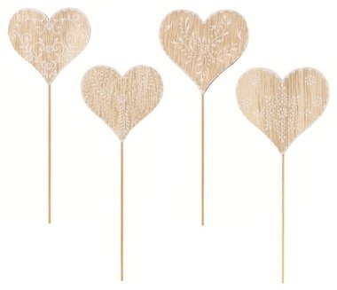 Painted Wooden Heart 7.5 x 7 x 0.5 cm + skewer