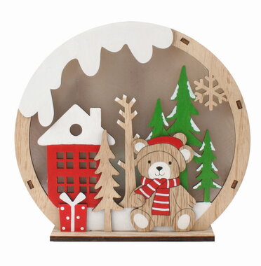 Bear Decoration with 9 LED on stand 18.5 x 17 x 5 cm