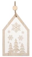 Wooden House with White Decor 7.5 x 12 x 1 cm