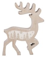31504 Jelen s b&iacute;l&yacute;m potiskem lesa dřevěn&yacute; na postaven&iacute; 11,5 x 15 x 2 cm-1