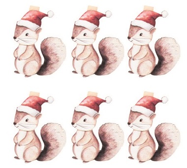 Wooden Squirrels on a Peg 3.5 x 4.5 x 0.3 cm 6 pcs in a Bag