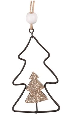 Metal Tree with Glitter hanging 5 x 8.5 x 0.5 cm