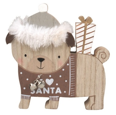 Wooden Bulldog, standing 12 x 12.5 x 2 cm