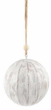  Wooden Bauble with Patina Beige O 8 cm, for hanging
