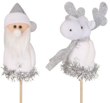 White Decoration Deer and Elf 8 cm + skewer